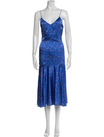 Pre-owned Caroline Constas Silk Midi Length Dress W/ Tags In Blue