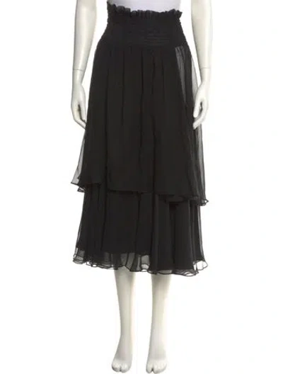 Pre-owned Caroline Constas Silk Midi Length Skirt In Black