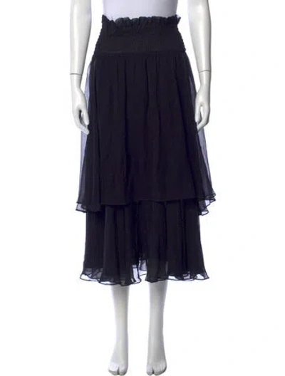 Pre-owned Caroline Constas Silk Midi Length Skirt In Black