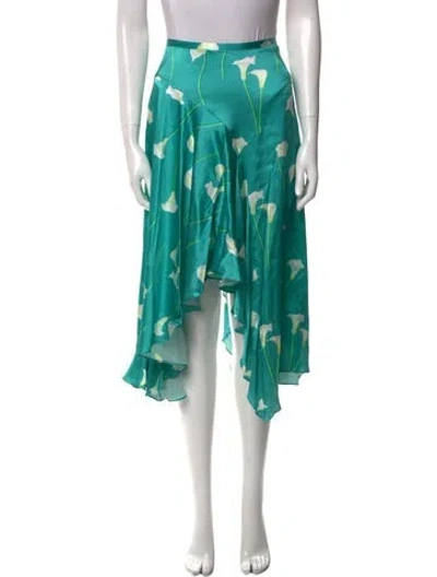 Pre-owned Caroline Constas Silk Midi Length Skirt In Blue