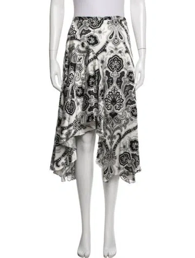 Pre-owned Caroline Constas Silk Midi Length Skirt In White