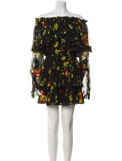 Pre-owned Caroline Constas Silk Mini Dress In Black