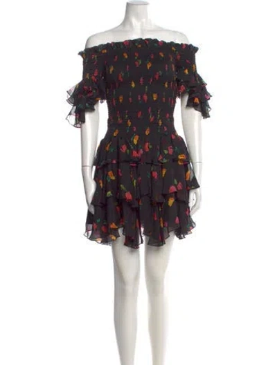 Pre-owned Caroline Constas Silk Mini Dress In Black