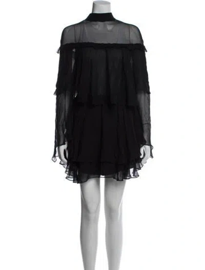 Pre-owned Caroline Constas Silk Mini Dress In Black