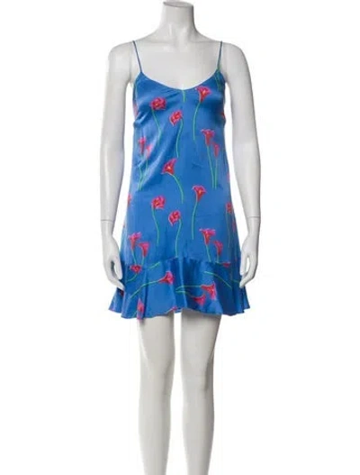 Pre-owned Caroline Constas Silk Mini Dress In Blue