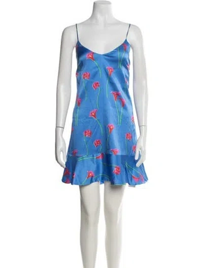 Pre-owned Caroline Constas Silk Mini Dress In Blue