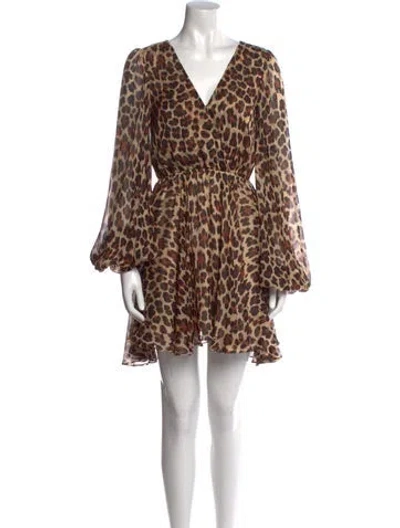 Pre-owned Caroline Constas Silk Mini Dress In Brown