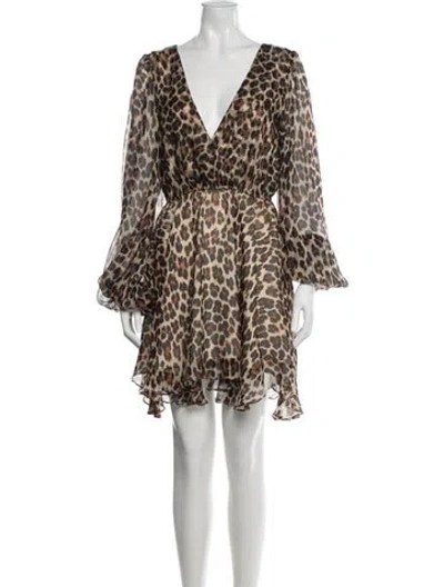 Pre-owned Caroline Constas Silk Mini Dress In Brown