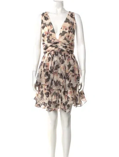 Pre-owned Caroline Constas Silk Mini Dress In Neutral