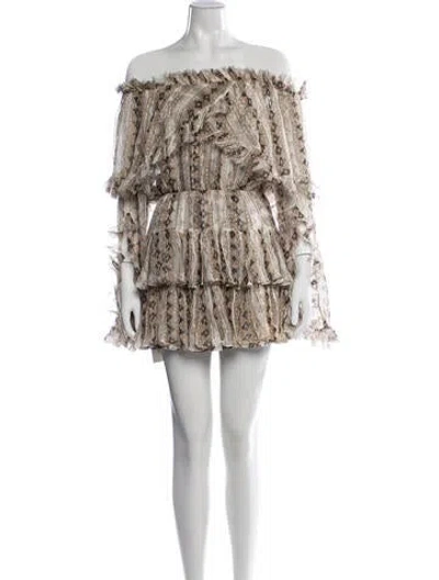 Pre-owned Caroline Constas Silk Mini Dress In Neutrals