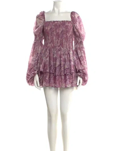 Pre-owned Caroline Constas Silk Mini Dress In Purple