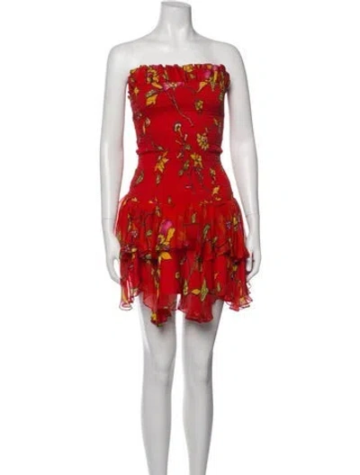 Pre-owned Caroline Constas Silk Mini Dress In Red