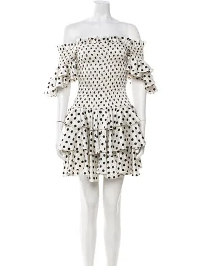 Pre-owned Caroline Constas Silk Mini Dress In White