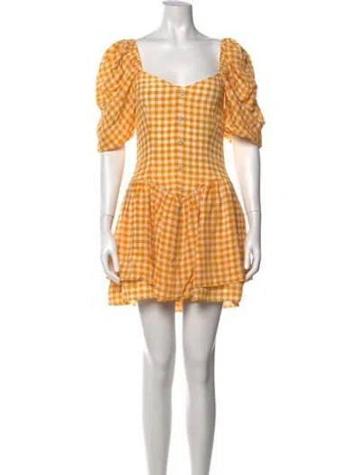 Pre-owned Caroline Constas Silk Mini Dress In Yellow
