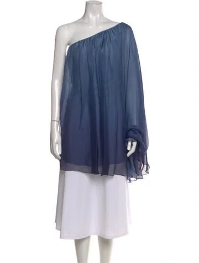 Pre-owned Caroline Constas Silk One-shoulder Blouse In Blue