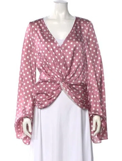 Pre-owned Caroline Constas Silk Polka Dot Print Blouse In Pink