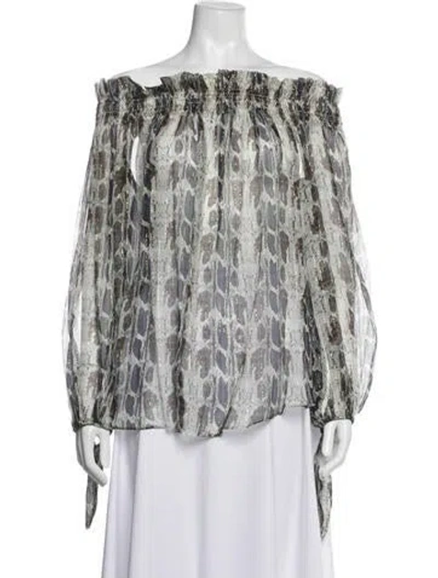Pre-owned Caroline Constas Silk Printed Blouse In Blue/white