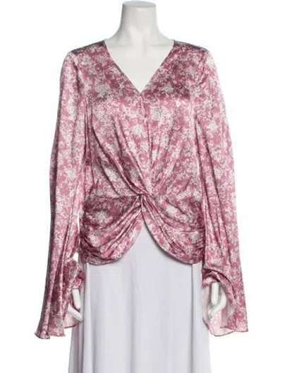 Pre-owned Caroline Constas Silk Printed Blouse In Pink