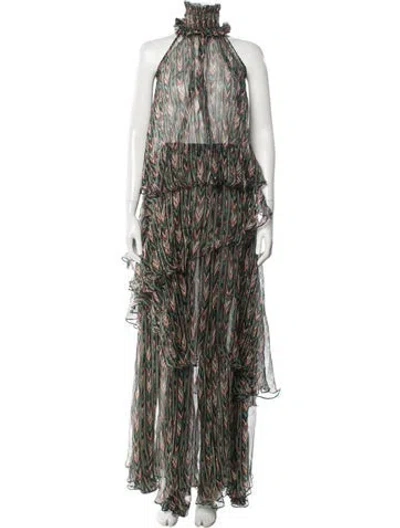 Pre-owned Caroline Constas Silk Printed Skirt Set W/ Tags In Green