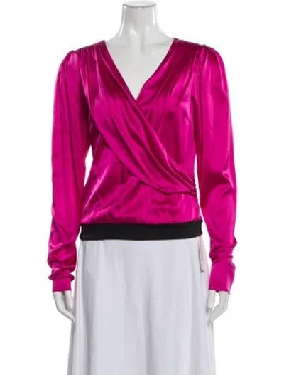 Pre-owned Caroline Constas Silk V-neck Blouse In Pink