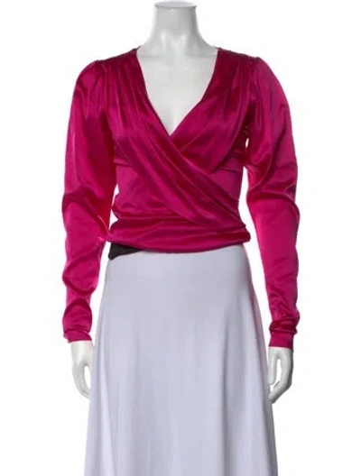 Pre-owned Caroline Constas Silk V-neck Blouse In Pink