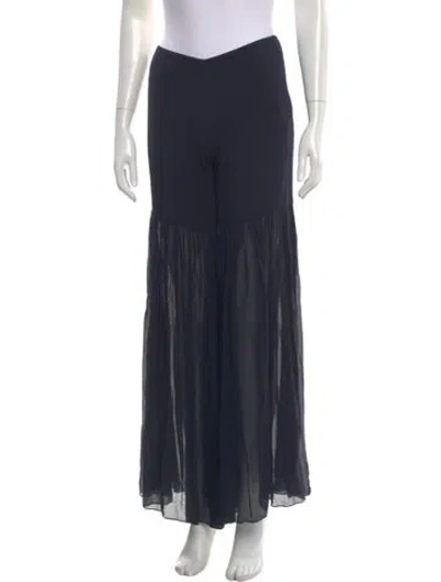 Pre-owned Caroline Constas Silk Wide Leg Pants In Blue