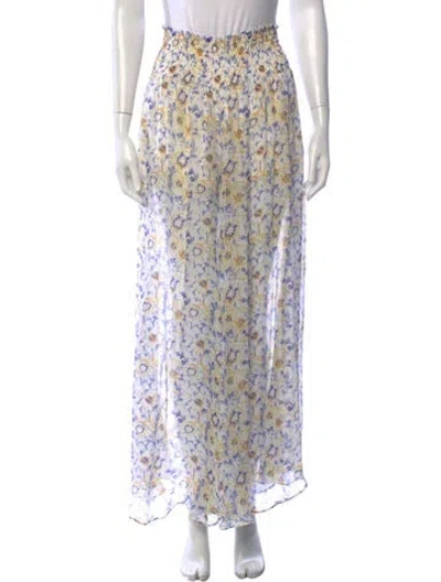 Pre-owned Caroline Constas Silk Wide Leg Pants In Neutrals