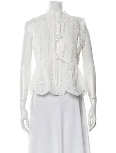 Pre-owned Caroline Constas Sleeveless Blouse W/ Tags In White