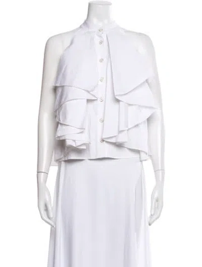 Pre-owned Caroline Constas Sleeveless Blouse In White
