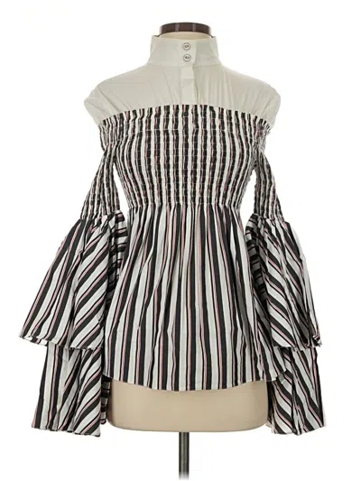 Pre-owned Caroline Constas Sleeveless Top Silver Strapless Neckline Tops