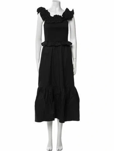Pre-owned Caroline Constas Square Neckline Long Dress In Black