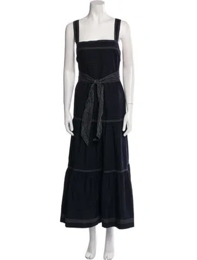 Pre-owned Caroline Constas Square Neckline Long Dress In Black