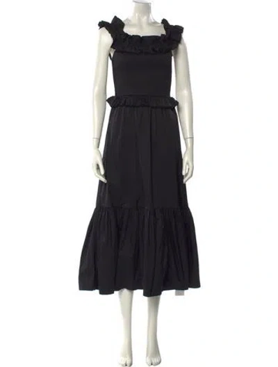 Pre-owned Caroline Constas Square Neckline Long Dress In Black