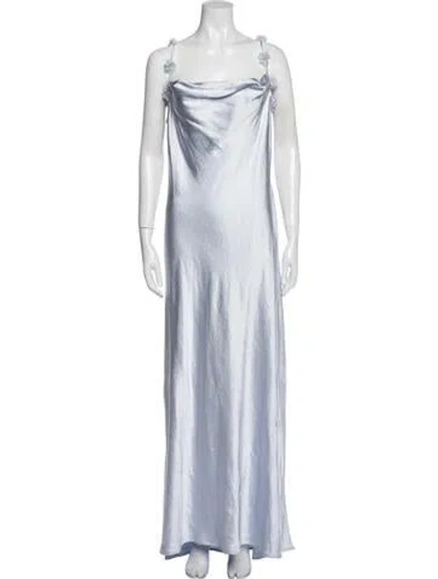 Pre-owned Caroline Constas Square Neckline Long Dress In Blue