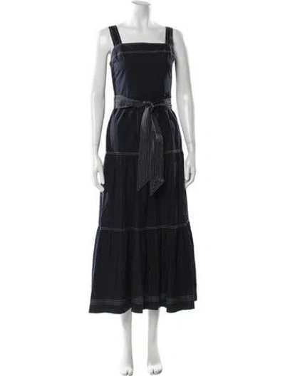 Pre-owned Caroline Constas Square Neckline Long Dress In Blue