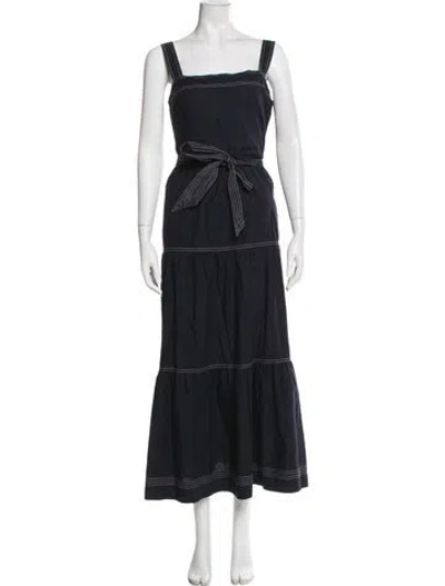 Pre-owned Caroline Constas Square Neckline Long Dress In Blue