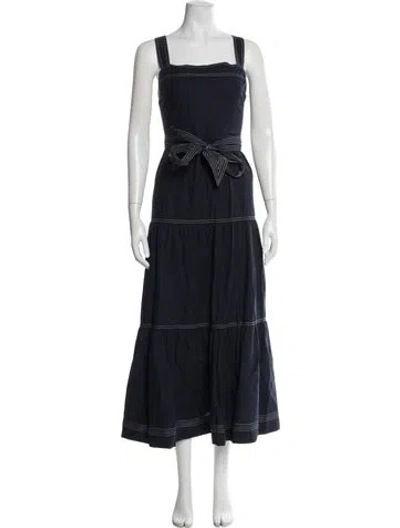 Pre-owned Caroline Constas Square Neckline Long Dress In Blue