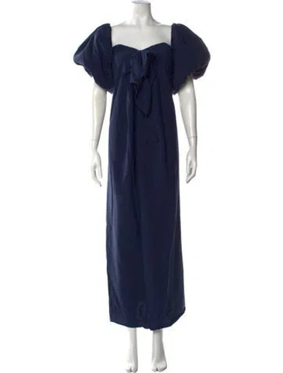 Pre-owned Caroline Constas Square Neckline Long Dress In Blue