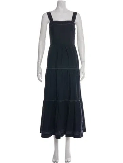 Pre-owned Caroline Constas Square Neckline Long Dress In Blue
