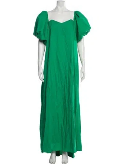 Pre-owned Caroline Constas Square Neckline Long Dress In Green