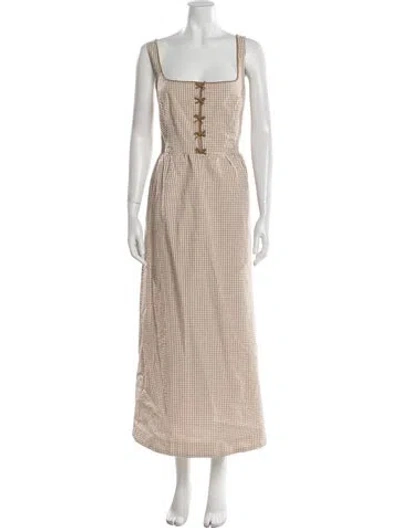 Pre-owned Caroline Constas Square Neckline Long Dress In Neutral