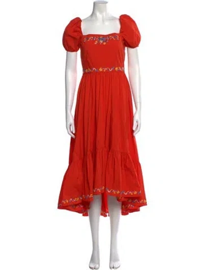 Pre-owned Caroline Constas Square Neckline Long Dress In Red