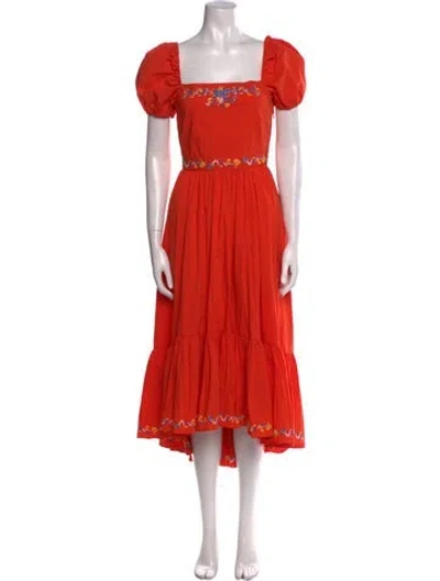 Pre-owned Caroline Constas Square Neckline Long Dress In Red