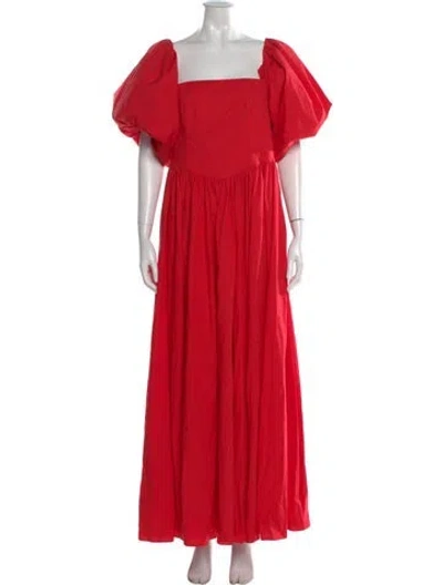 Pre-owned Caroline Constas Square Neckline Long Dress In Red