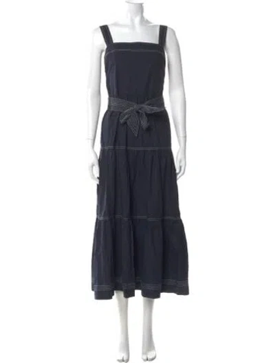 Pre-owned Caroline Constas Square Neckline Long Dress W/ Tags In Blue