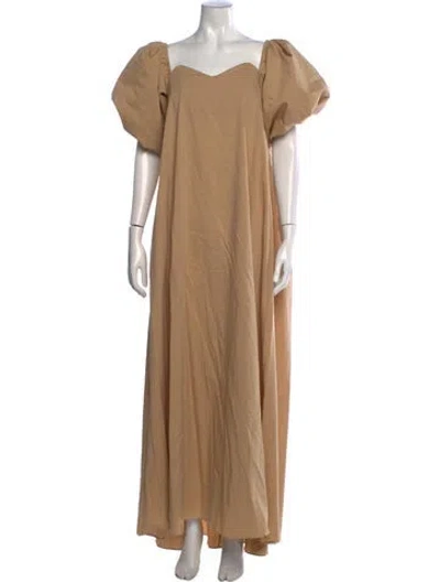 Pre-owned Caroline Constas Square Neckline Long Dress W/ Tags In Neutrals