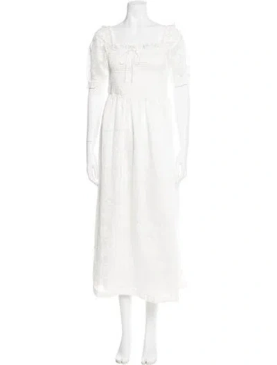 Pre-owned Caroline Constas Square Neckline Long Dress W/ Tags In White
