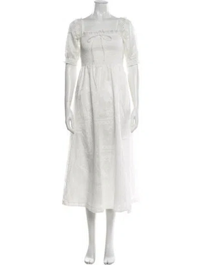 Pre-owned Caroline Constas Square Neckline Long Dress W/ Tags In White