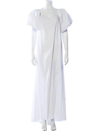 Pre-owned Caroline Constas Square Neckline Long Dress In White