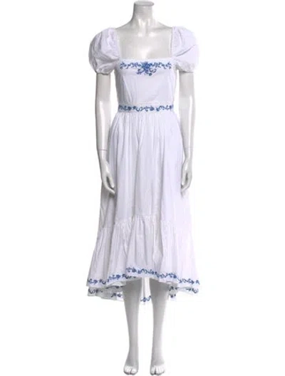 Pre-owned Caroline Constas Square Neckline Long Dress In White